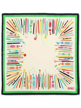 Kate Spade Women’s Art Supplies Silk Bandana Scarf - NWT